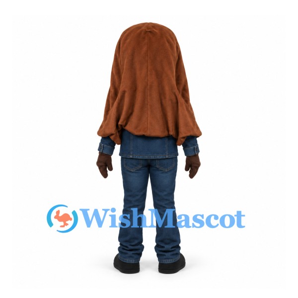 Woman Mascot Costume with Long Brown Hair and Blue Outfit