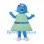 Robot Girl Mascot Costume with Blue Head and Green Dress