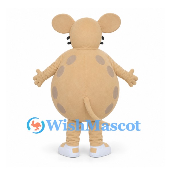 Mouse Mascot Costume in Tan with Spotted Round Body