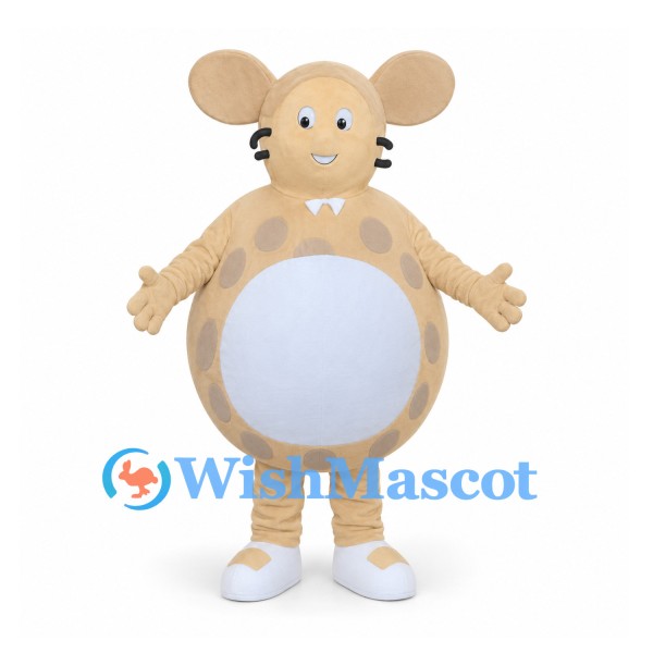 Mouse Mascot Costume in Tan with Spotted Round Body