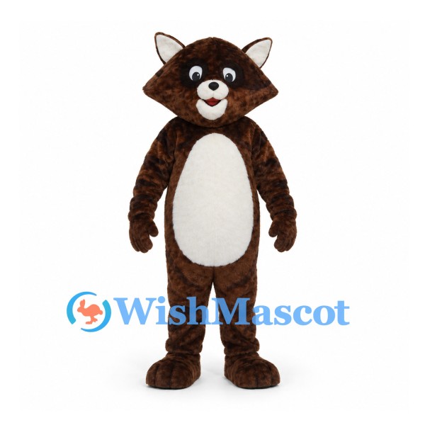 Raccoon Mascot Costume in Brown with Cream Belly