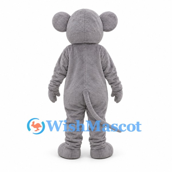 Mouse Mascot Costume in Gray with White Belly and Round Ears