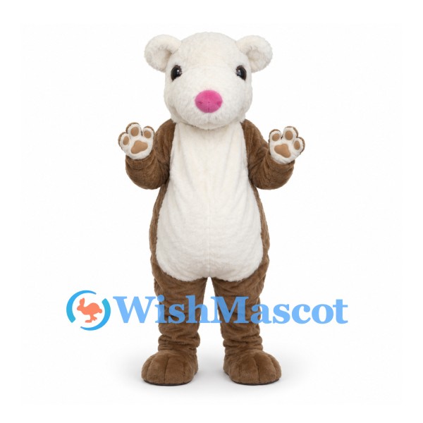 Pig Mascot Costume in Brown with White Face and Belly