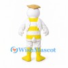 Duck Mascot Costume with Yellow Striped Outfit and Cap