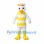 Duck Mascot Costume with Yellow Striped Outfit and Cap