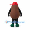 Bean Mascot Costume in Brown with Red Baseball Cap