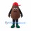 Bean Mascot Costume in Brown with Red Baseball Cap