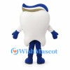 Tooth Mascot Costume with Blue Limbs and Gold Trim