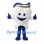 Tooth Mascot Costume with Blue Limbs and Gold Trim