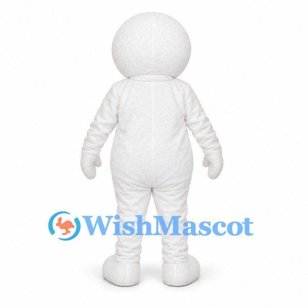 White Character Mascot Costume with Purple Neck Tie