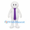 White Character Mascot Costume with Purple Neck Tie