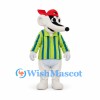 Mouse Mascot Costume with Red Cap and Striped Jacket
