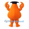 Lobster Graduate Mascot Costume in Orange with Black Mortarboard