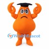 Lobster Graduate Mascot Costume in Orange with Black Mortarboard