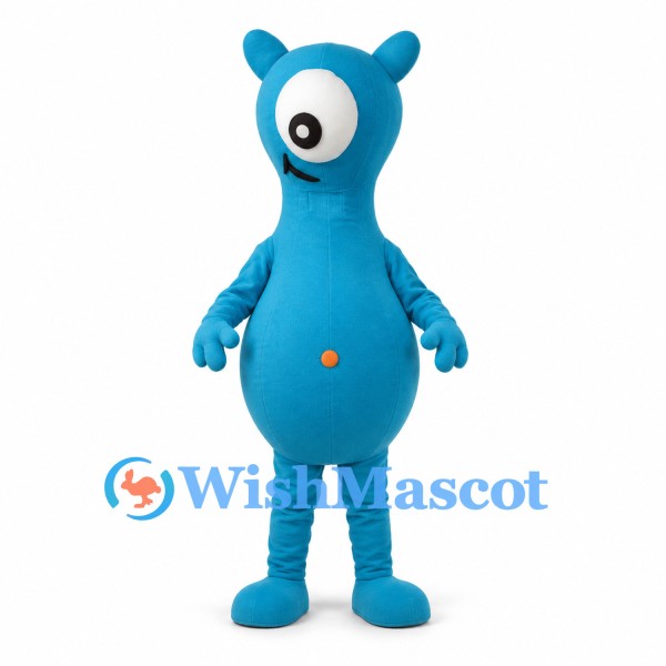 Cyclops Mascot Costume in Blue with Round Ears