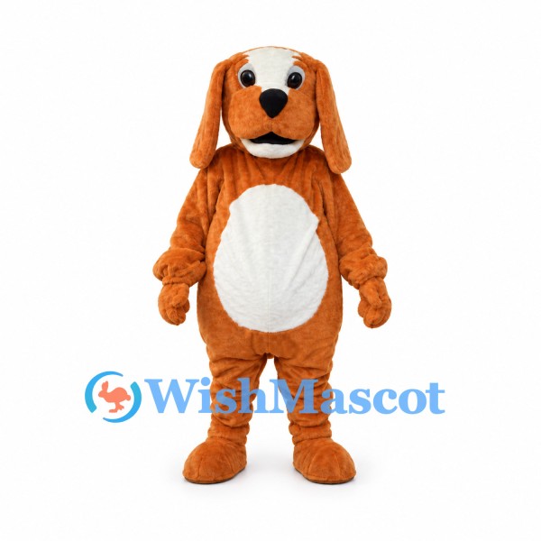 Dog Mascot Costume in Orange Brown with White Belly