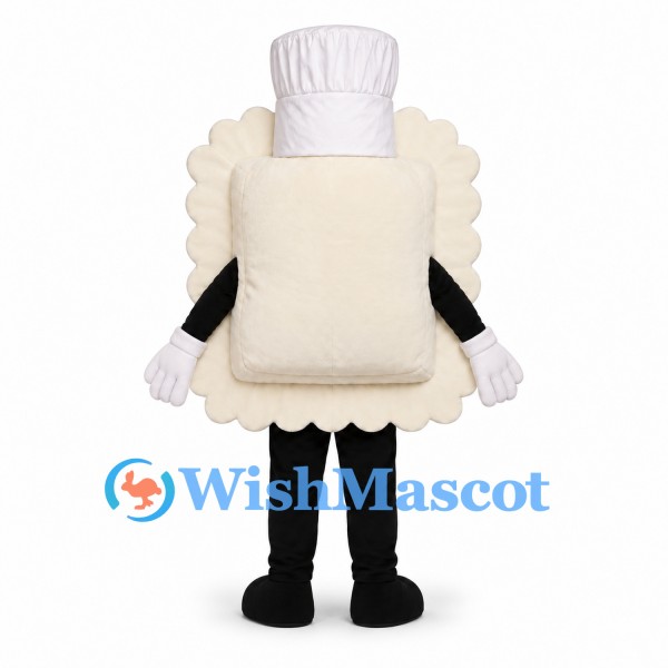 Ravioli Chef Mascot Costume with White Hat and Smiling Face