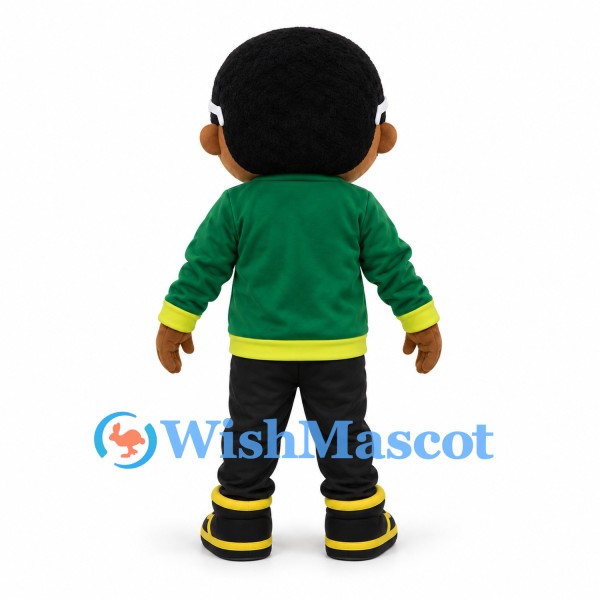 Boy Mascot Costume with Green Jacket and White Sunglasses