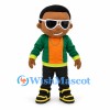 Boy Mascot Costume with Green Jacket and White Sunglasses