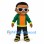 Boy Mascot Costume with Green Jacket and White Sunglasses