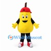 Pear Mascot Costume in Yellow with Red Cap