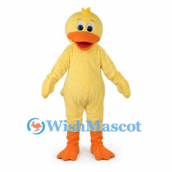 Duck Mascot Costume in Yellow with Orange Feet