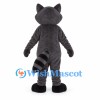 Raccoon Mascot Costume in Dark Gray with Striped Tail