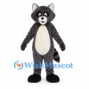 Raccoon Mascot Costume in Dark Gray with Striped Tail