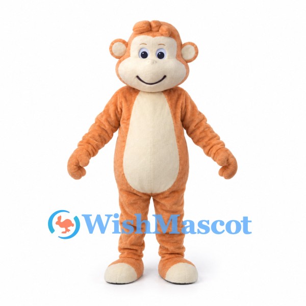 Monkey Mascot Costume in Tan with Cream Belly