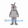 Rabbit Mascot Costume in Gray with Bent Ear and Buck Teeth