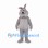 Rabbit Mascot Costume in Gray with Bent Ear and Buck Teeth