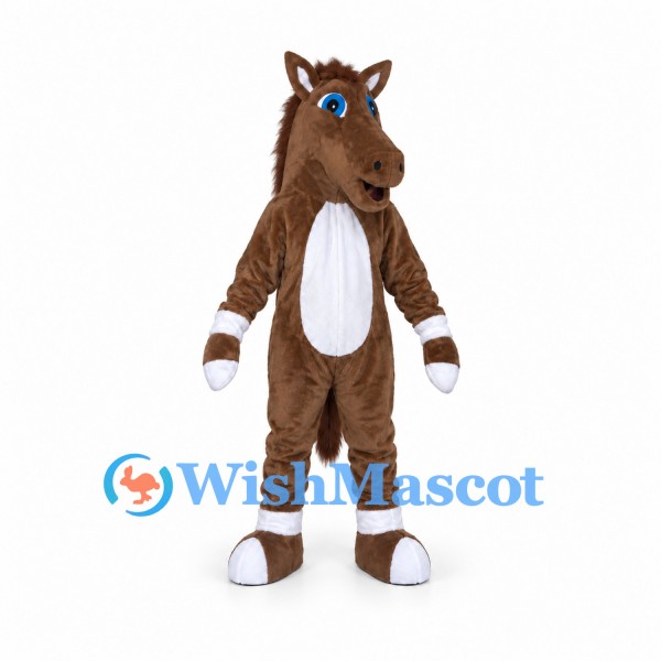Horse Mascot Costume in Brown with White Belly and Hooves