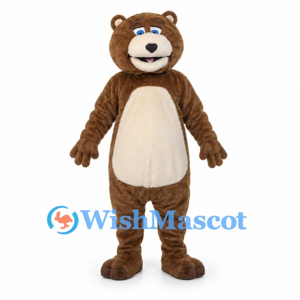 Bear Mascot Costume in Brown with Cream Belly