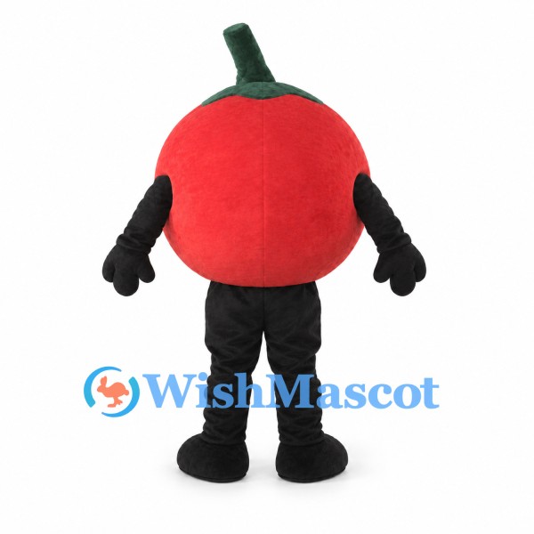 Tomato Mascot Costume in Red with Green Stem