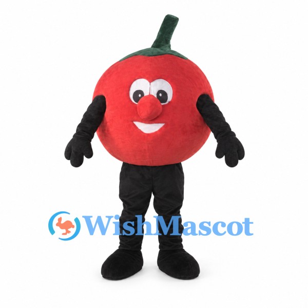Tomato Mascot Costume in Red with Green Stem