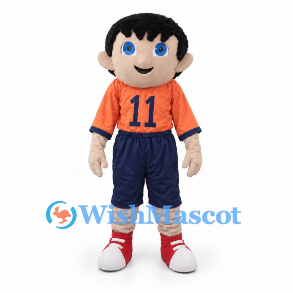 Boy Mascot Costume with Orange Number 11 Sports Shirt