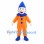 Clown Mascot Costume with Orange Suit and Blue Cone Hat