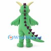 Dragon Mascot Costume in Green with Purple Spines and Yellow Horns