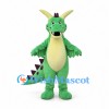 Dragon Mascot Costume in Green with Purple Spines and Yellow Horns