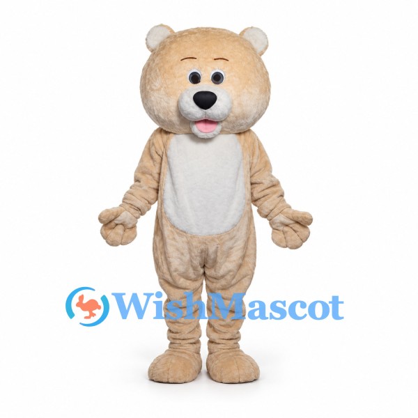 Bear Mascot Costume in Beige with White Belly