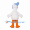 Duck Mascot Costume in White with Blue Bonnet and Orange Feet