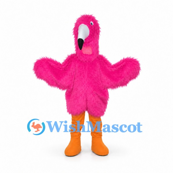 Flamingo Mascot Costume in Pink with Broad Wings