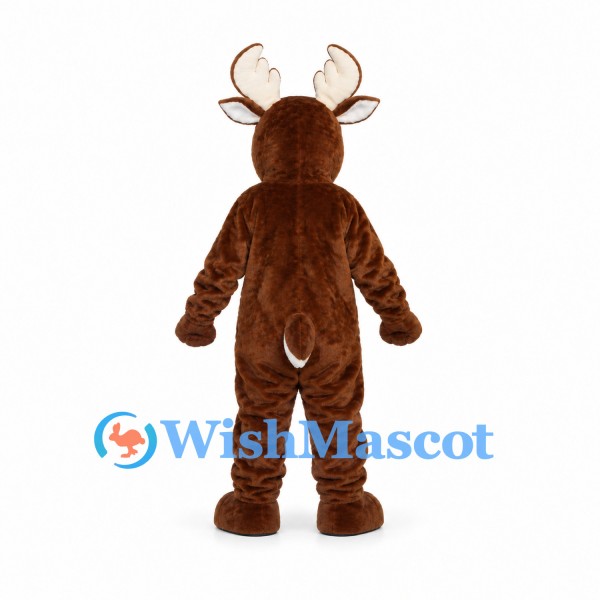 Reindeer Mascot Costume in Brown with Red Nose
