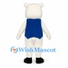 Polar Bear Mascot Costume with Blue Vest and Bow Tie