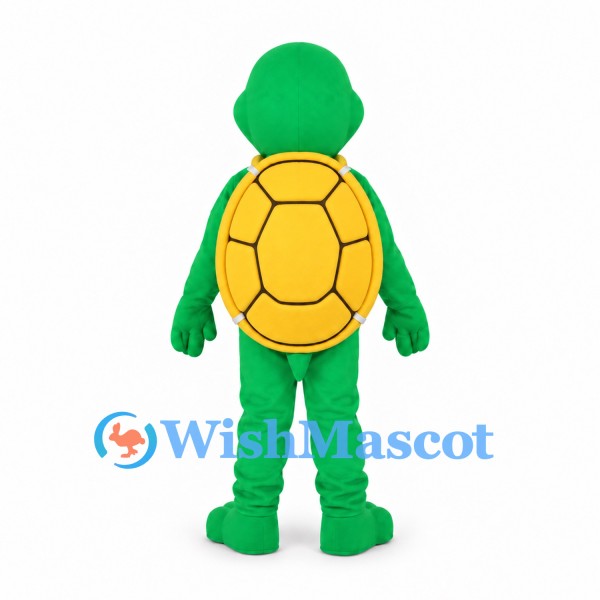 Turtle Mascot Costume in Green with Yellow Belly and Shell
