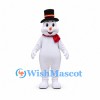 Snowman Mascot Costume with Black Top Hat and Red Bow
