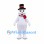 Snowman Mascot Costume with Black Top Hat and Red Bow