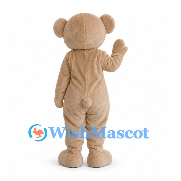 Bear Mascot Costume in Beige with Red Mouth