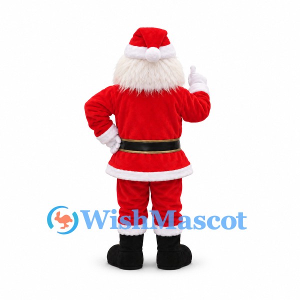 Santa Claus Mascot Costume with Red Suit and White Beard