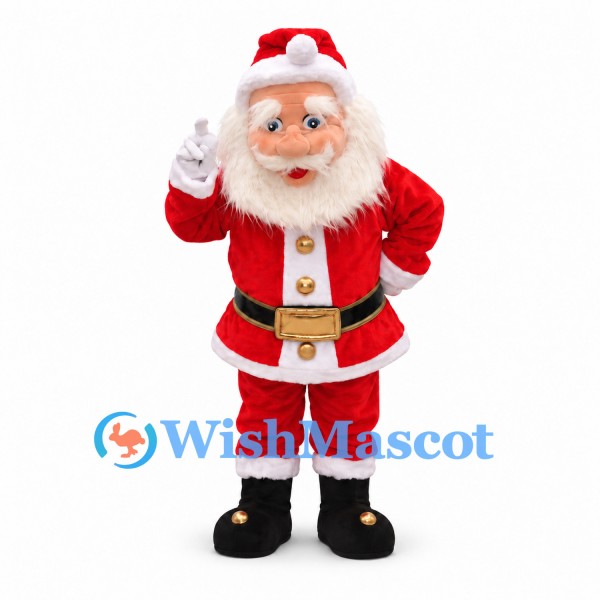 Santa Claus Mascot Costume with Red Suit and White Beard